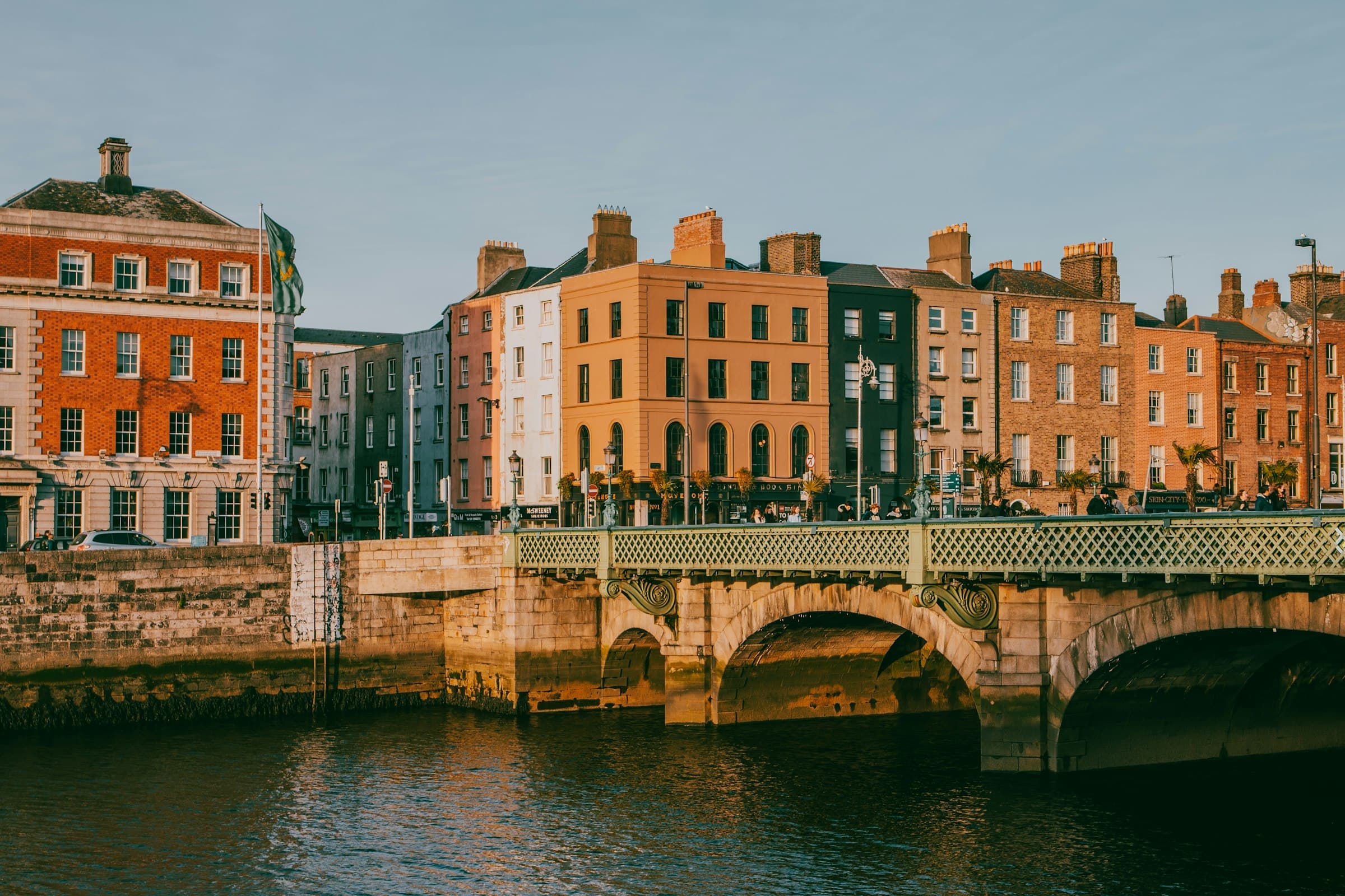 Colourful Georgian buildings along the River Liffey, Dublin