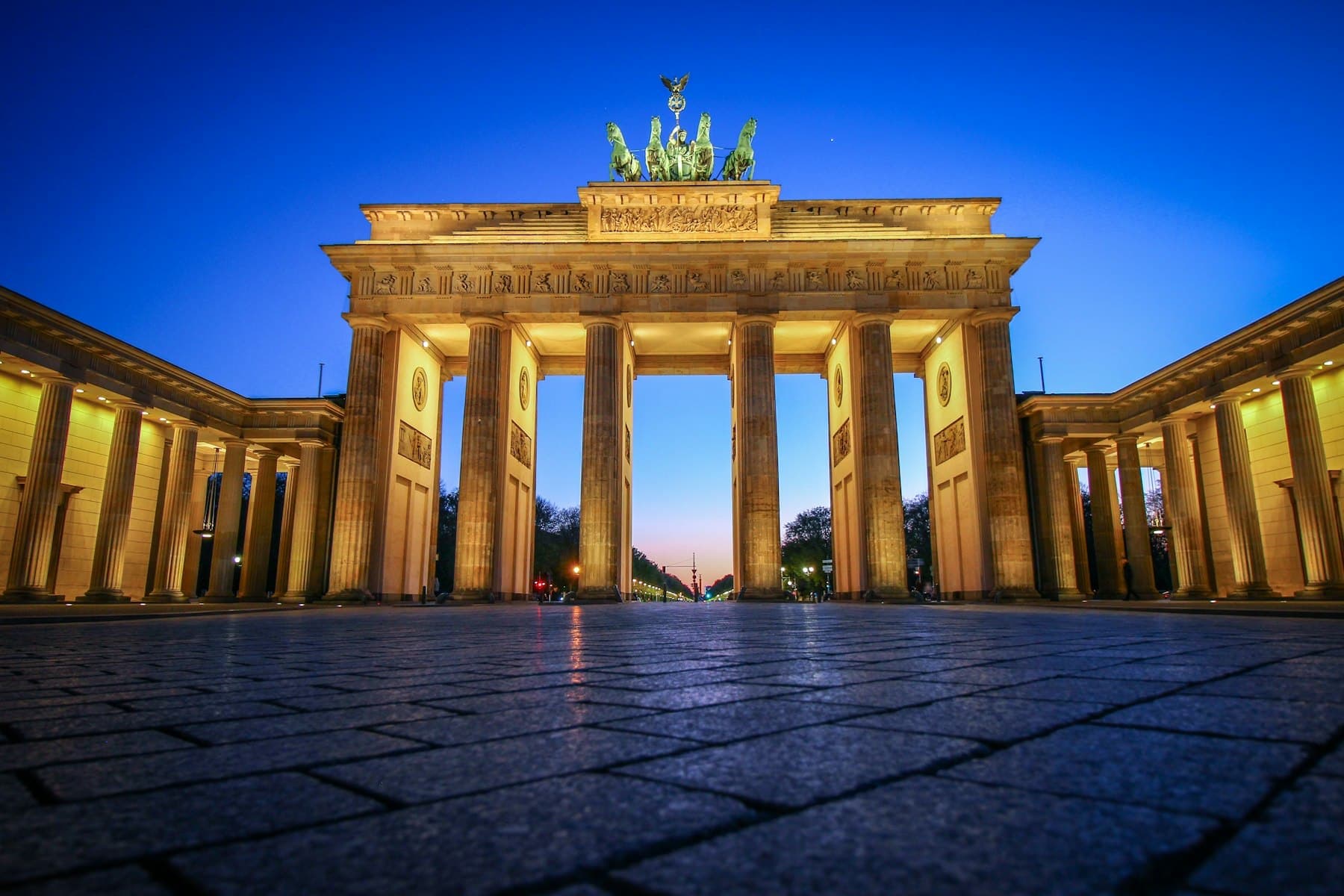 The Brandenburg Gate, Berlin, lit at night