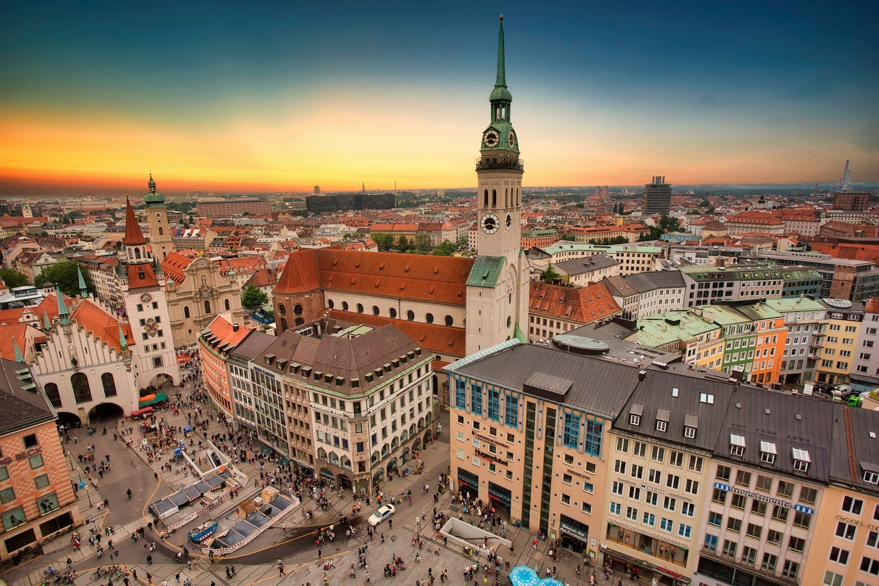 Munich's old town at sunset